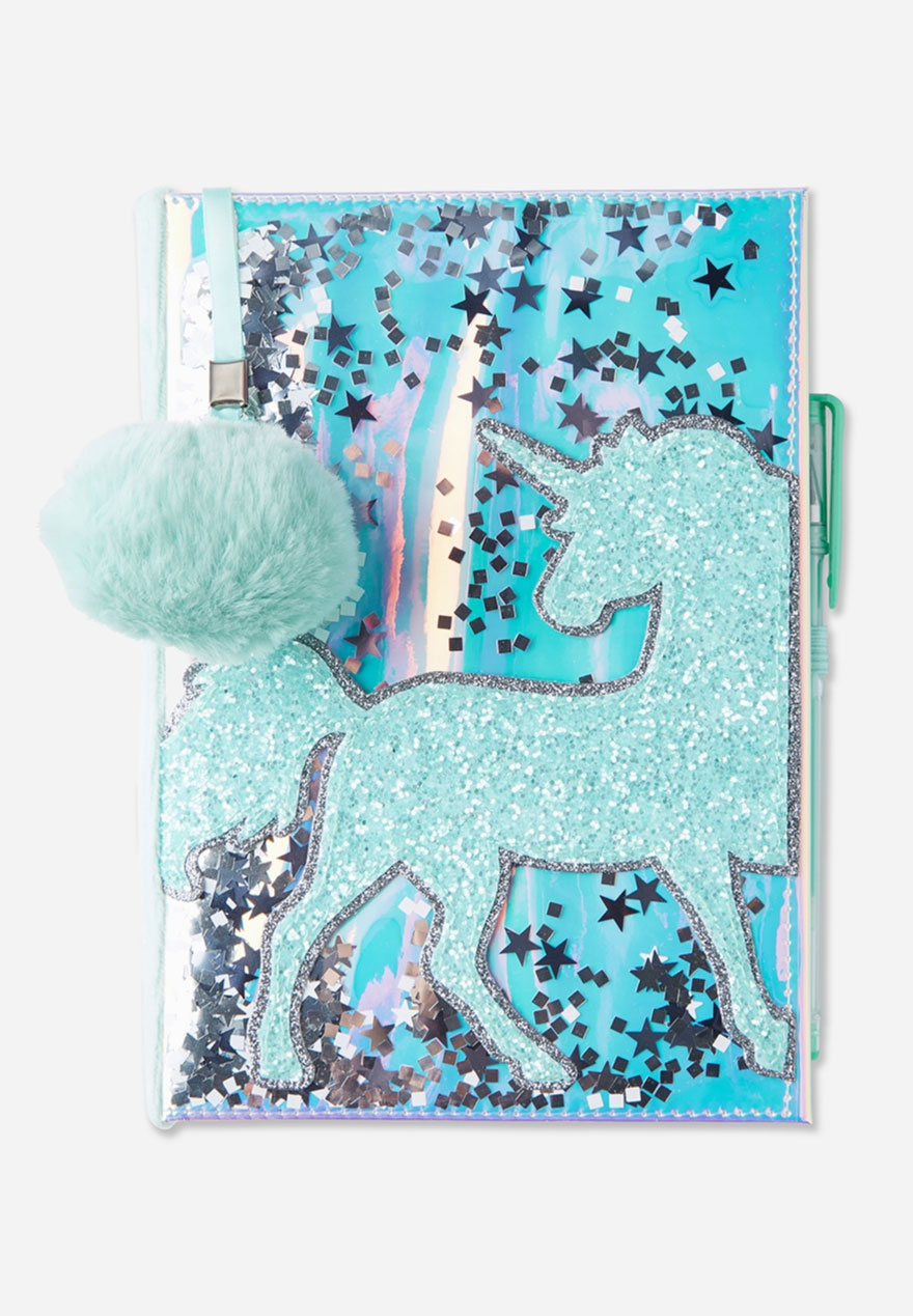 glitter unicorn journal