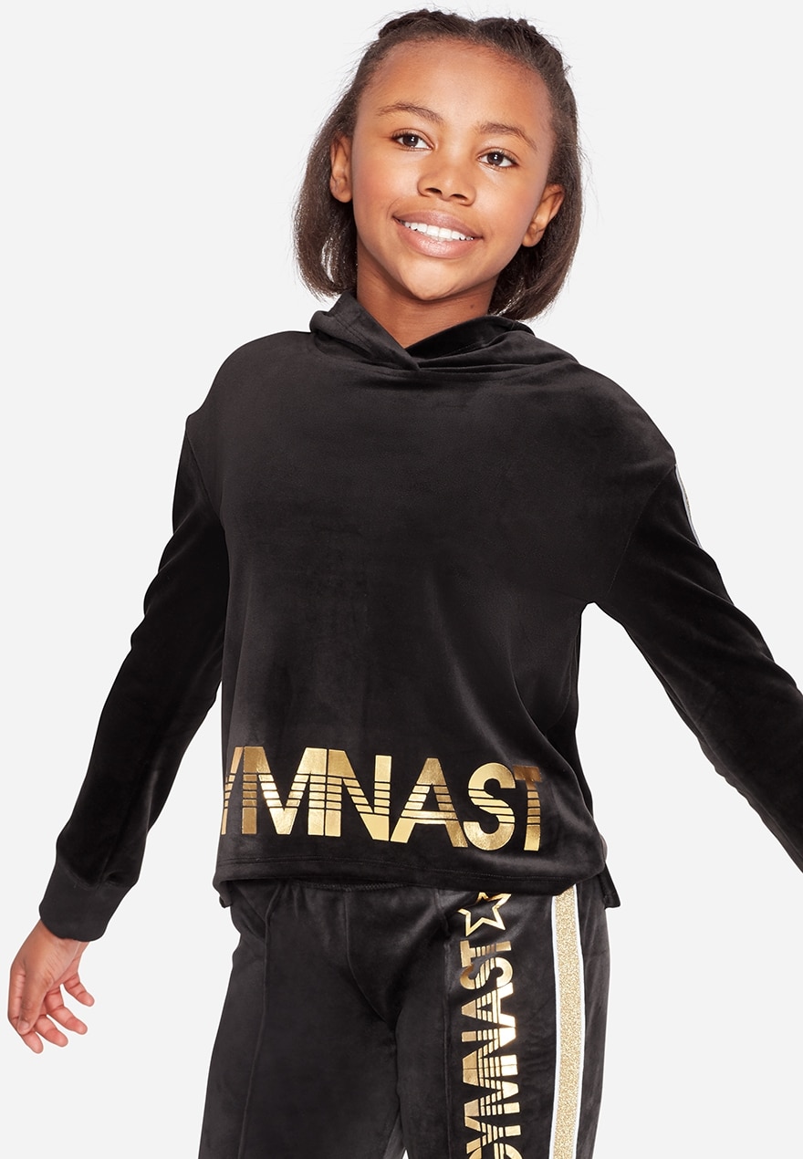 Velour glitter stripe sports sweatshirt