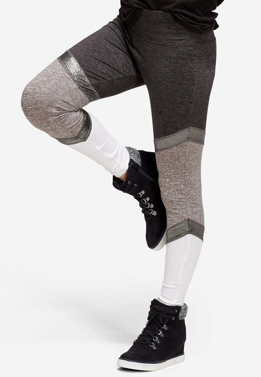 shimmer color block leggings
