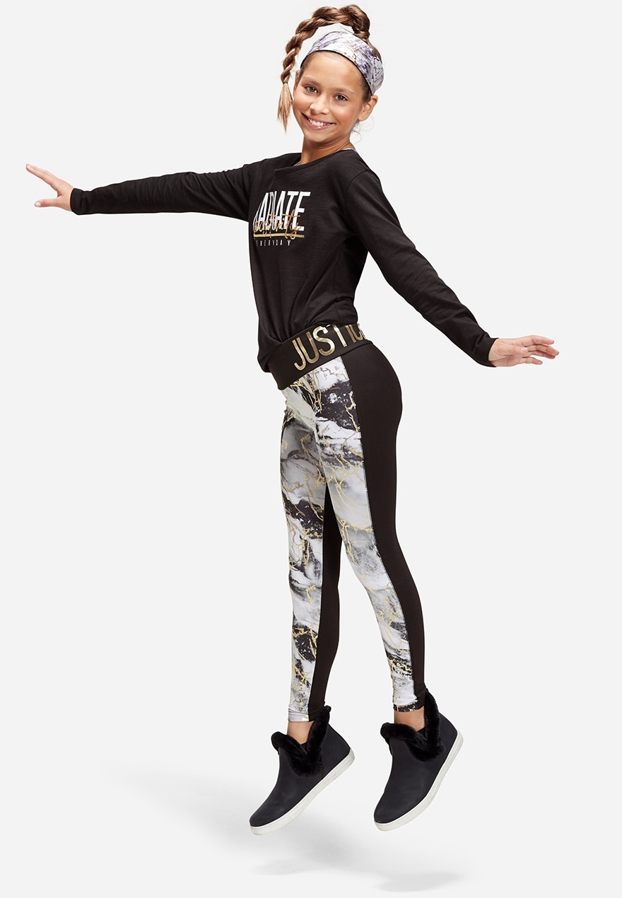 Foil marble logo waist leggings