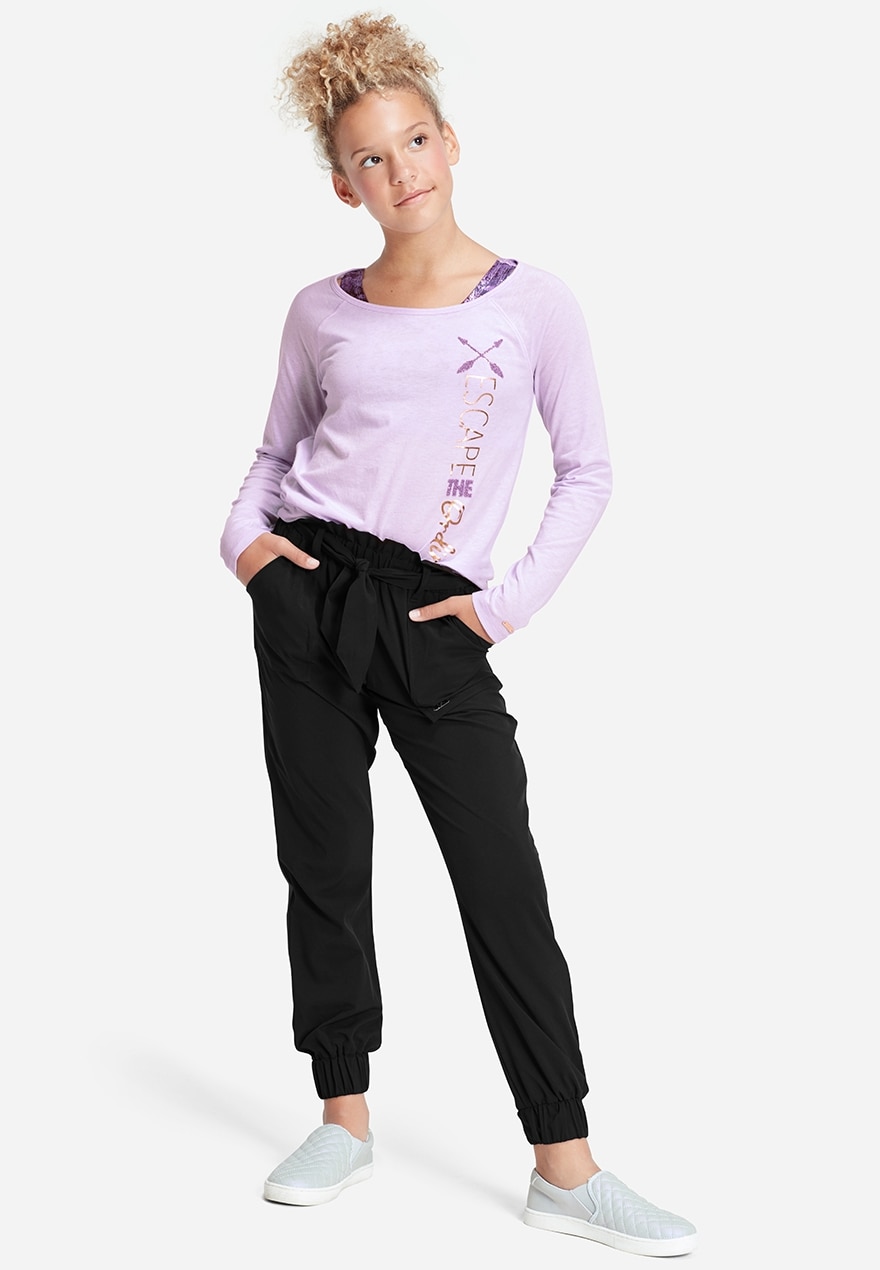 tie waist woven joggers