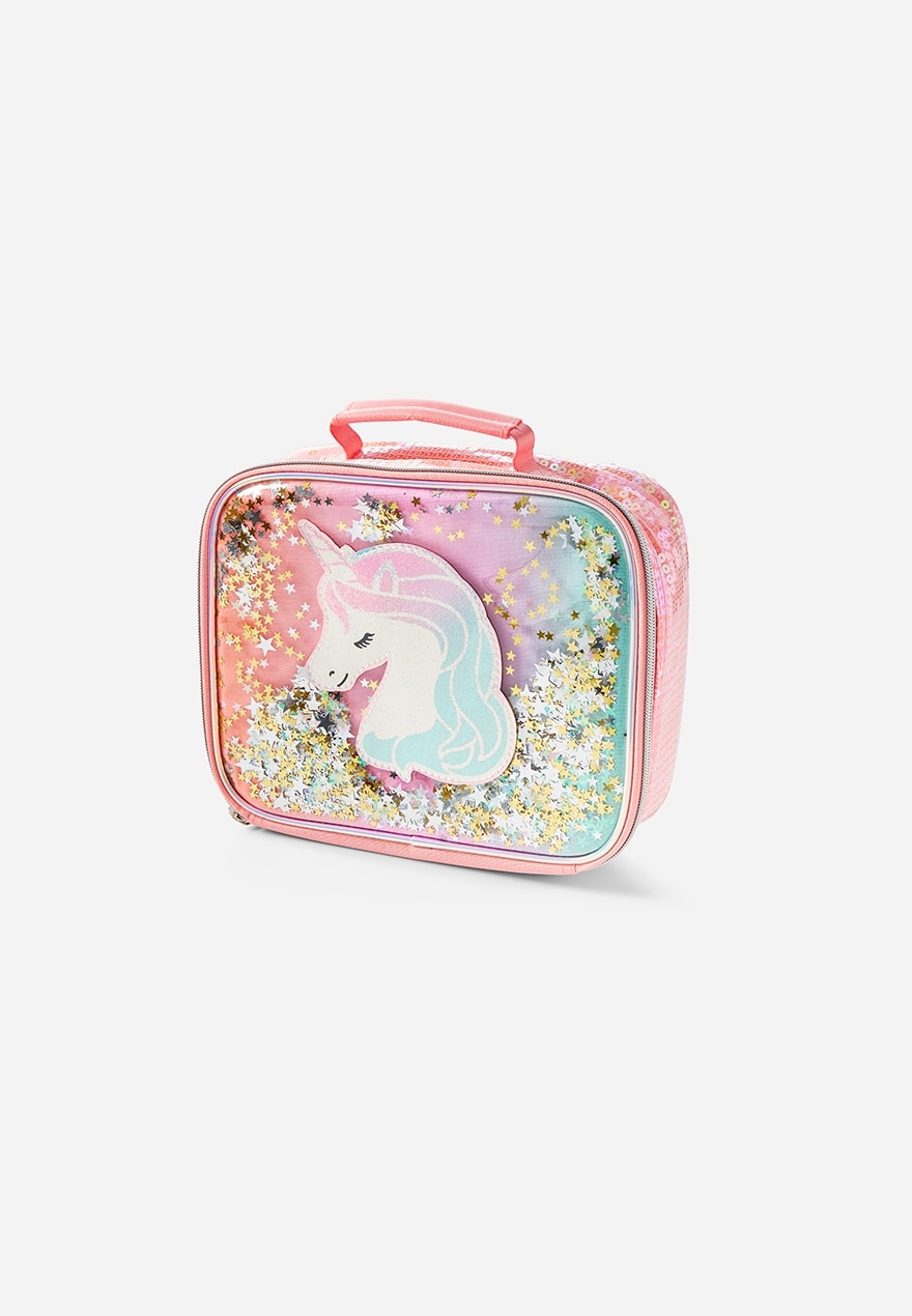 Sequin unicorn lunch tote